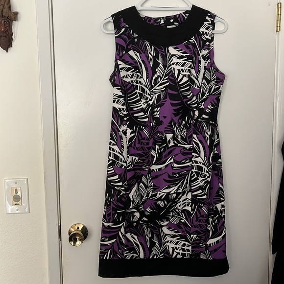 Alyx Black and Purple Leaf Print Dress - Picture 2 of 12